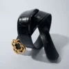 Croc-effect leather double M belt