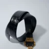 Croc-effect leather double M belt