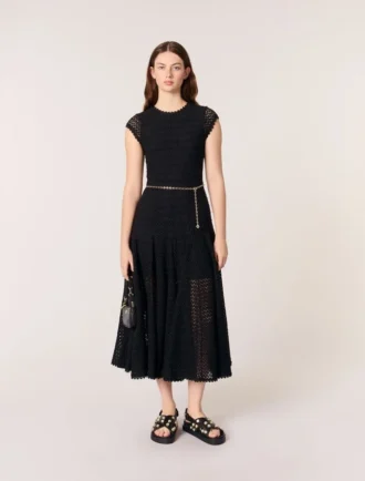 Crochet-knit maxi dress