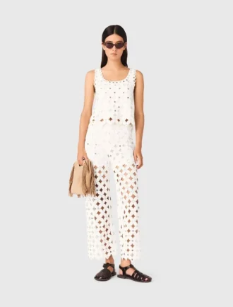 Crochet trousers with mirrors