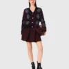 Cropped argyle pattern cardigan Cropped argyle pattern cardigan