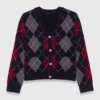 Cropped argyle pattern cardigan Cropped argyle pattern cardigan