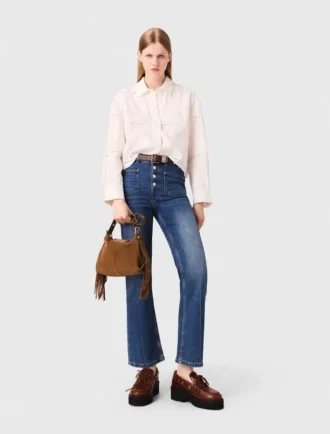 Cropped embroidered shirt