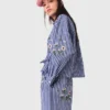 Cropped embroidered striped shirt Cropped embroidered striped shirt