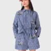Cropped embroidered striped shirt Cropped embroidered striped shirt