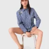 Cropped embroidered striped shirt Cropped embroidered striped shirt