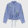 Cropped embroidered striped shirt Cropped embroidered striped shirt