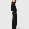Cropped jacket with removable fur collar