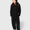 Cropped jacket with removable fur collar