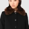 Cropped jacket with removable fur collar