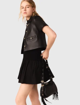 Cropped leather jacket