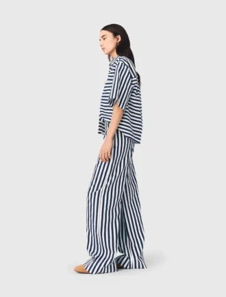 Cropped linen-blend shirt