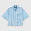 Cropped rhinestone denim shirt Cropped rhinestone denim shirt