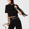 Cropped shiny tweed jacket