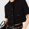 Cropped shiny tweed jacket