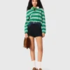 Cropped striped polo sweater