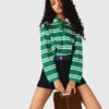 Cropped striped polo sweater