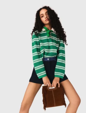 Cropped striped polo sweater