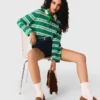 Cropped striped polo sweater
