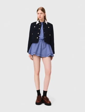 Cropped tweed jacket, removable collar