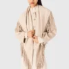 Cropped wool coat with removable scarf Cropped wool coat with removable scarf