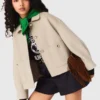 Cropped wool jacket with pleated back Cropped wool jacket with pleated back