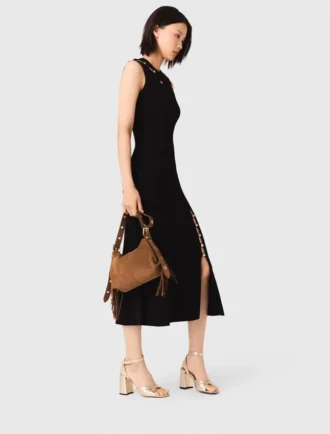 Cutaway rib knit maxi dress