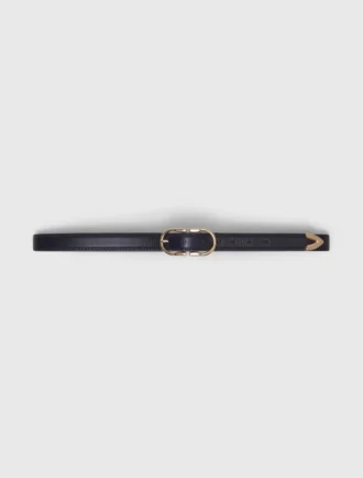 Double-buckle leather belt