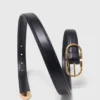 Double-buckle leather belt