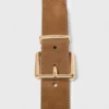 Double buckle suede belt