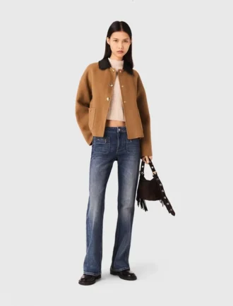 Double-faced coat with removable collar