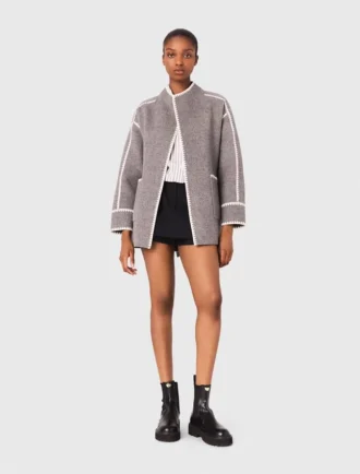 Double-faced coat with trim