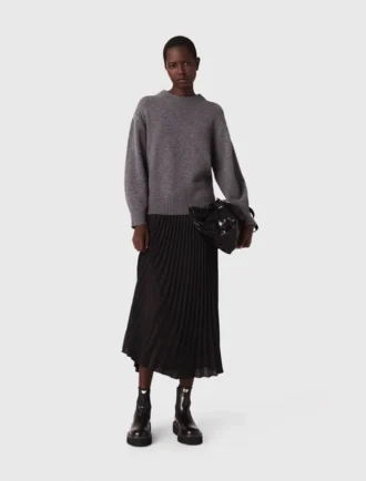 Dual-material maxi dress