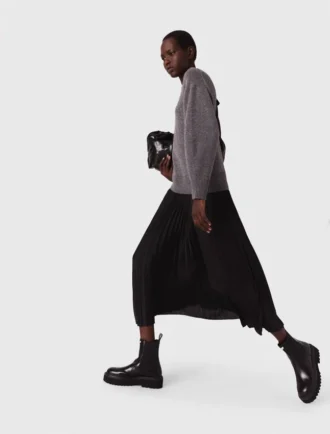 Dual-material maxi dress