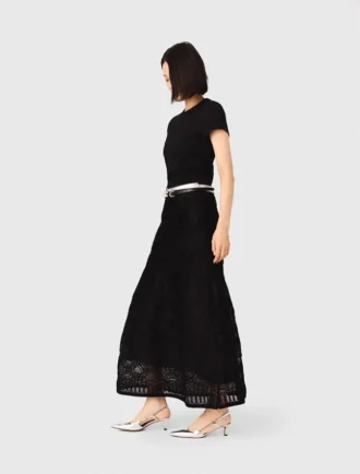 Embroidered basket-weave knit skirt Embroidered basket-weave knit skirt