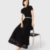 Embroidered basket-weave knit skirt Embroidered basket-weave knit skirt