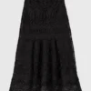 Embroidered basket-weave knit skirt Embroidered basket-weave knit skirt