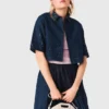 Embroidered cropped denim shirt Embroidered cropped denim shirt
