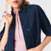 Embroidered cropped denim shirt Embroidered cropped denim shirt