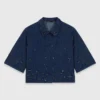 Embroidered cropped denim shirt Embroidered cropped denim shirt