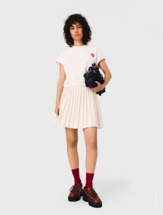 Embroidered fleece cropped sweatshirt