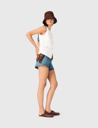 Embroidered linen-blend jacket