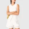Embroidered linen blend shorts Embroidered linen blend shorts