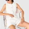 Embroidered linen blend shorts Embroidered linen blend shorts