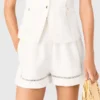 Embroidered linen blend shorts Embroidered linen blend shorts