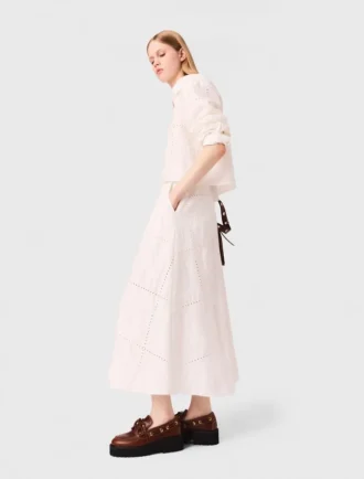 Embroidered midi skirt