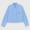 Embroidered shirt with pleated back Embroidered shirt with pleated back