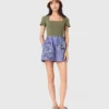 Embroidered striped cotton shorts Embroidered striped cotton shorts