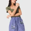 Embroidered striped cotton shorts Embroidered striped cotton shorts