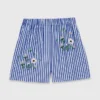 Embroidered striped cotton shorts Embroidered striped cotton shorts
